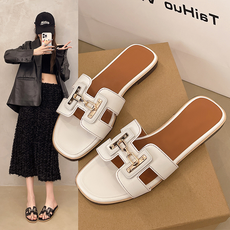 hot free shipping designer Slippers for woman casual vintage sandals outdoor indoor black white beach shoes