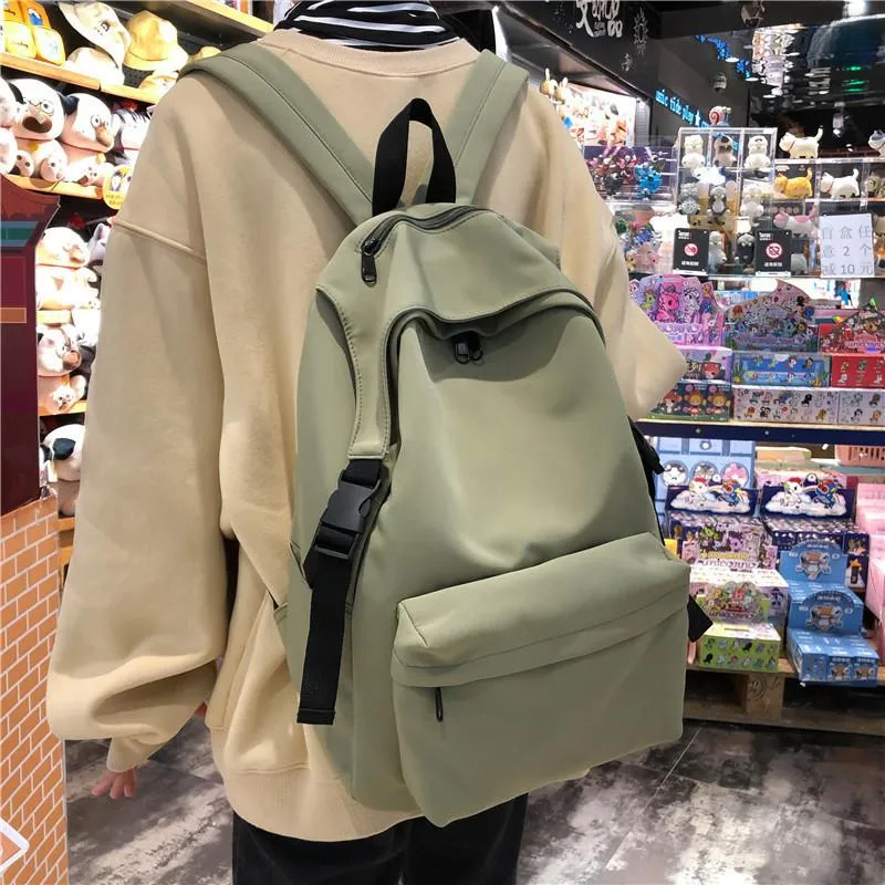 Japanese Student Style Backpack - Solid Color Nylon Schoolbag For High School & College New Free Delivery Designer Bag