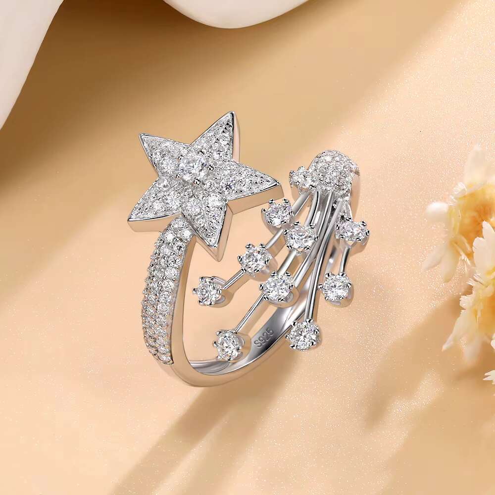 Price Iced VVS Moissanite Star Eternal Ring S Pure Silver Women's Wedding Gift
