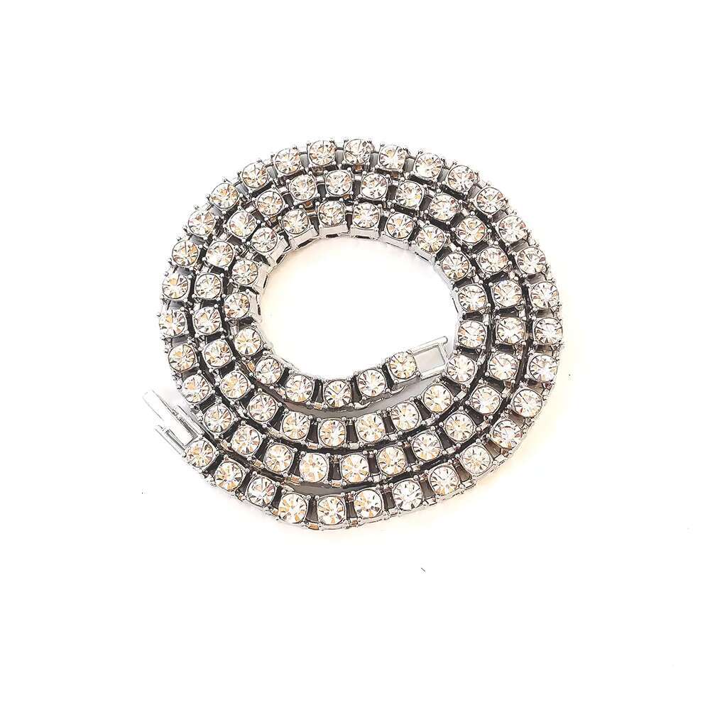 Hip Hop Gold Plated Jewelry Stock Iced Out 5mm Width Tennis Chain Rhinestone Cuban Chain Necklace Bracelet Set for Women Men