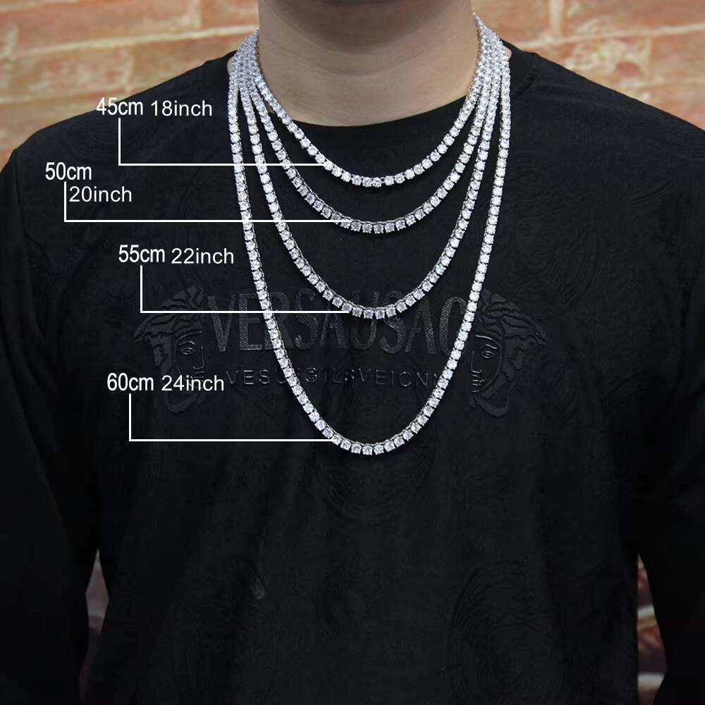 OACOCA 16~24inch Classic Tennis Chain 925 Silver Gold Plated VVS White Moissanite Mens Chains Fine Jewelry Tennis Links