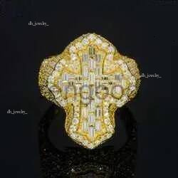 Fine jewelry iced out hip hop cuban gold plated sterling sier vvs moissanite dia ring for men