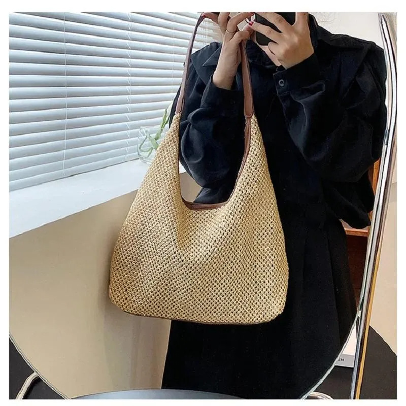Womens - Summer Shoulder Straw Tote Bag For Casual & Beach Style New Free Delivery Designer Bag