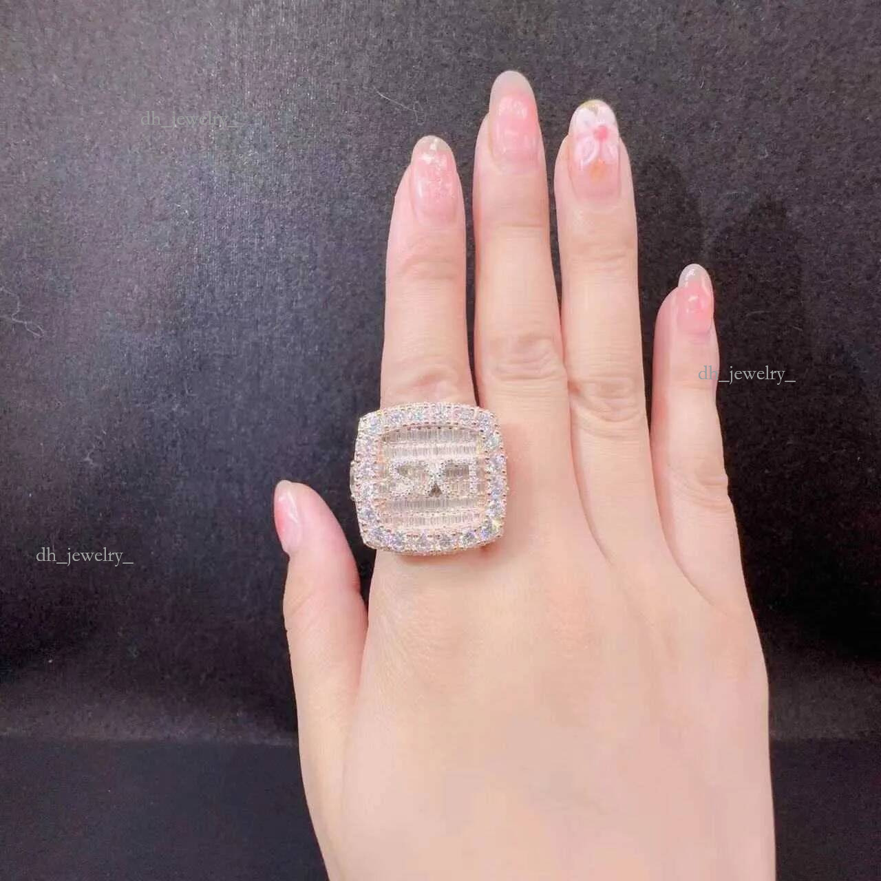 Pass Dia Tester Custom Vvs Moissanite Hip Hop Jewelry Sterling Sier Ring for Men Rings