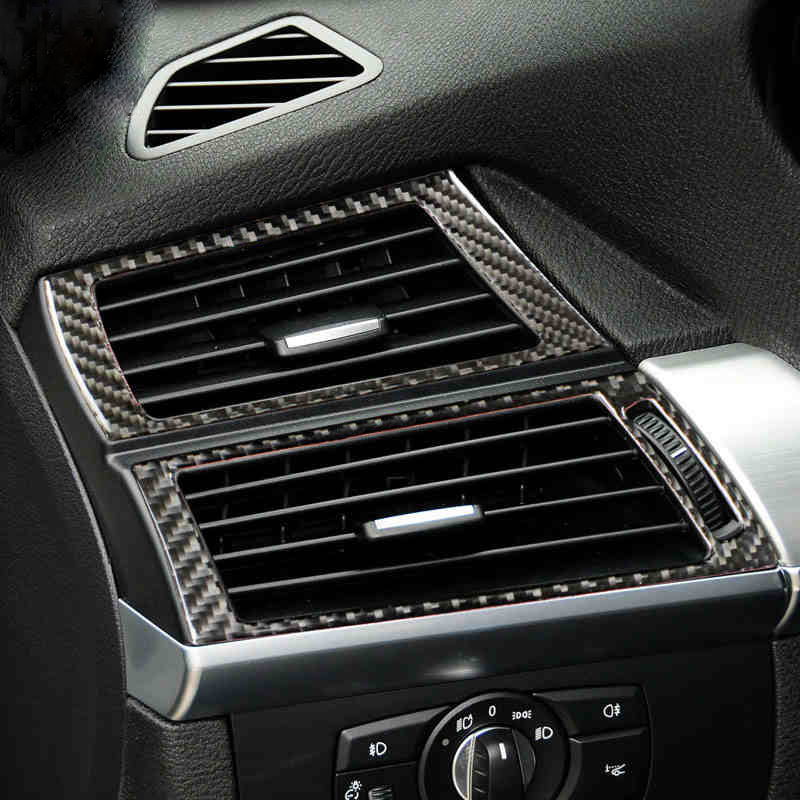 Carbon Fiber For BMW E70 E71 X5 X6 Interior Gearshift Air Conditioning AC CD Panel Reading Light Cover Trim Sticker Accessories Car Styling