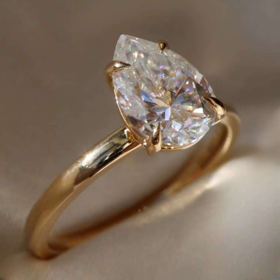 Custom GRA VVs Moissanite Pear Cut Shape Engagement Ring Gold Plated 925 Sterling Silver for Women Men Jewelry 1 3 4 5 Ct
