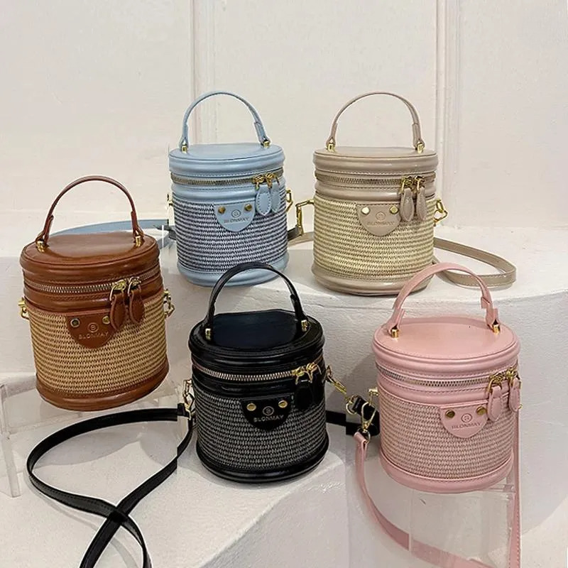 Totes Small Bucket Crossbody Bags For Women Summer Straw Handbag Beach Bag 2025 Designer Handmade Woven Brand Sac A Main New Free Delivery Designer Ba