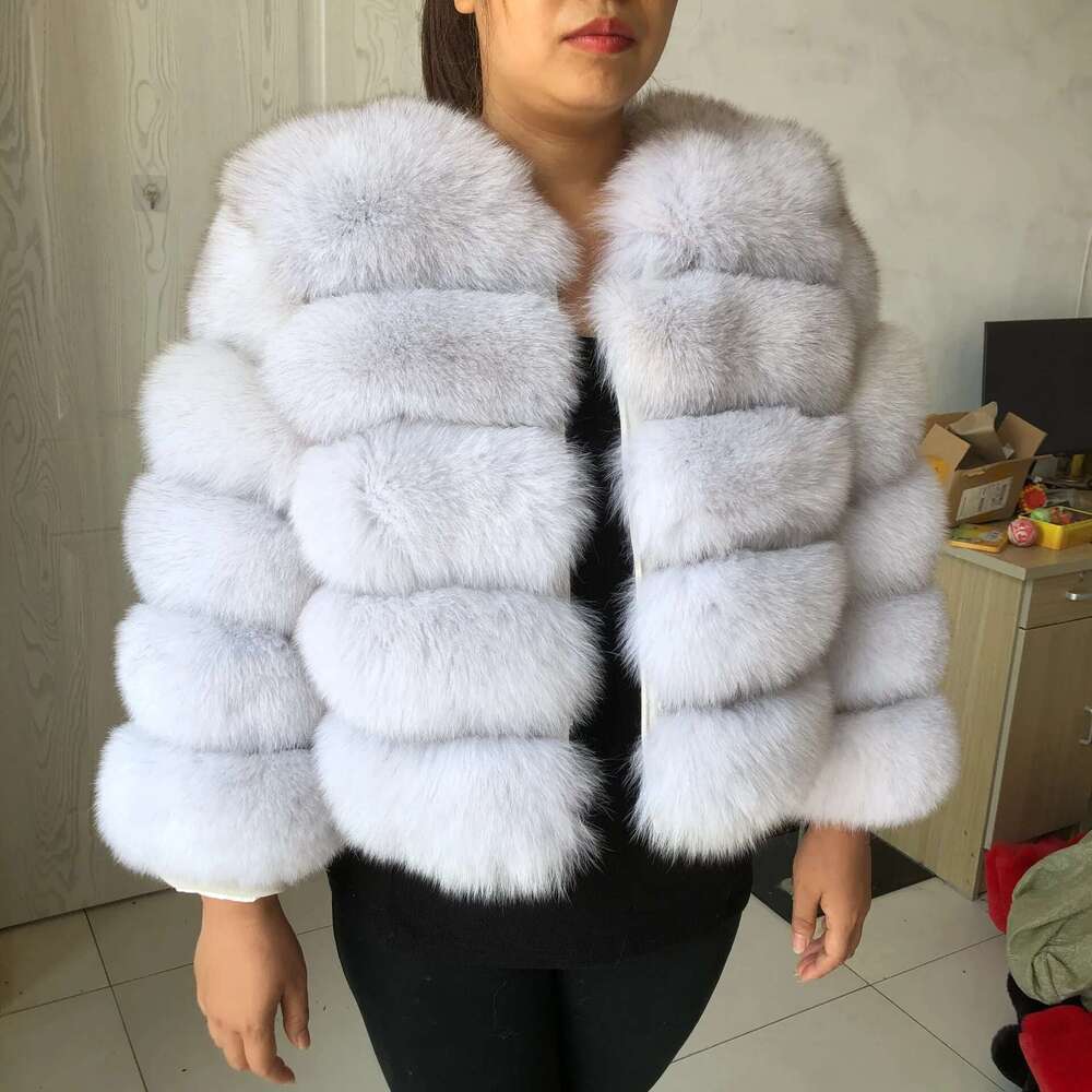 New Fox Women's Winter Warm Natural Jacket Short Raccoon 100% Real Fur Coat High Quality Hot Sale Designer