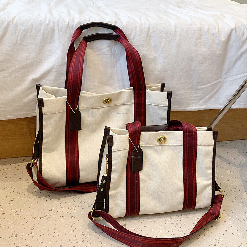 2025 New Women's Shoulder Bag Designer Slant Canvas Fashion Handbag Large Capacity Contrastive Color Niche Trend Crossbody Bag Casual Shopping Ba