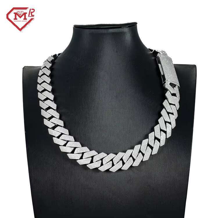 Hip hop 4 rows 20mm thick necklace sier Vvs chilled moissanite Cuban chain