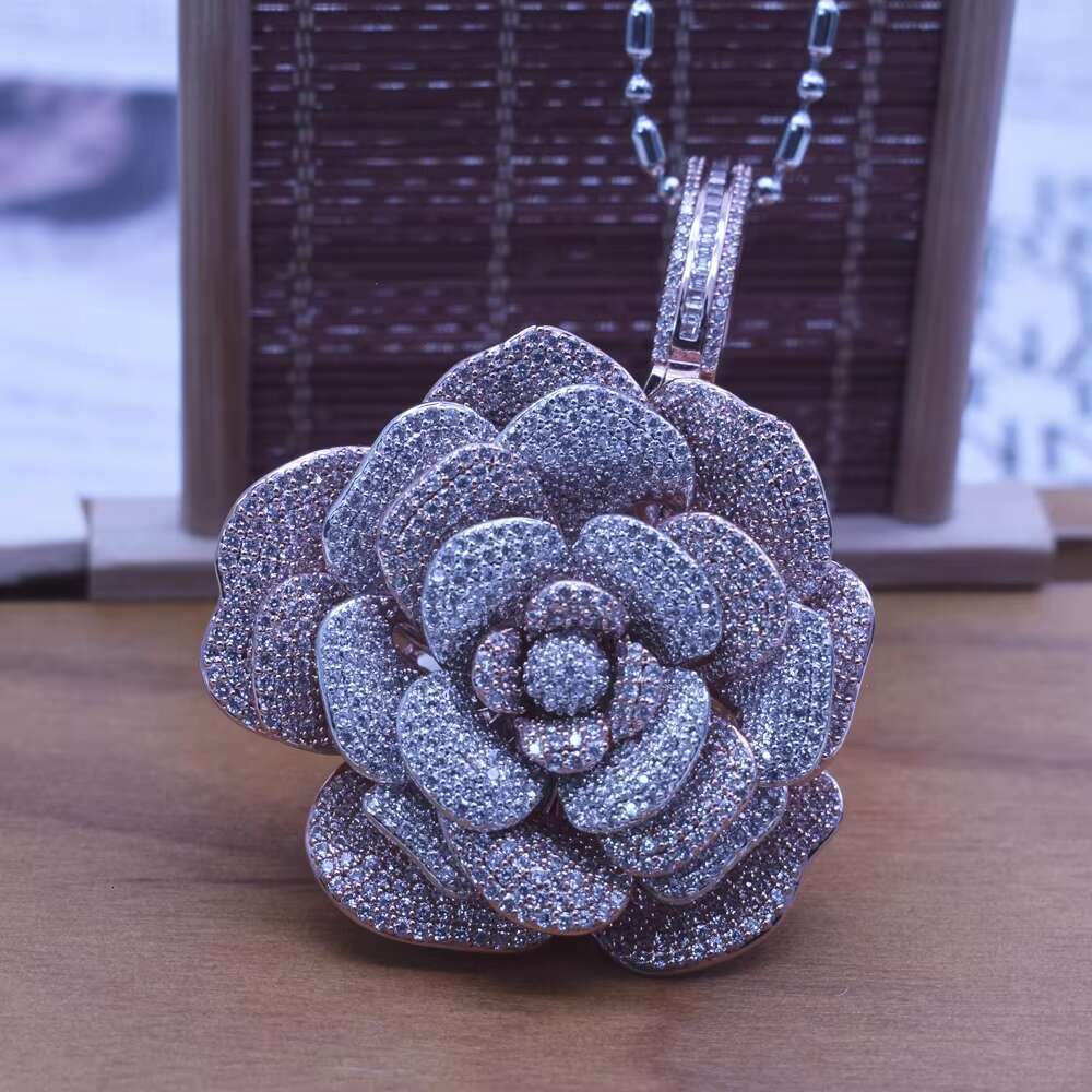 Sier silica high-quality men's freezer flourishing rose pendant boutique jewelry