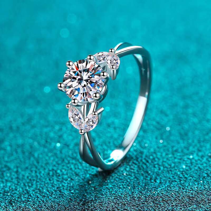 Pure silver women's boutique jewelry, spodumene ring, 1.0ct engagement ring