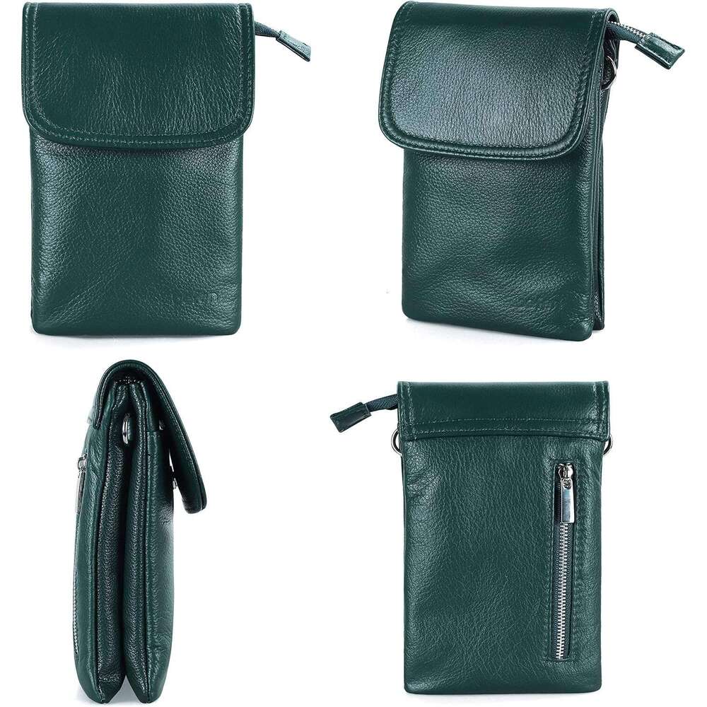 befen Genuine Phone Bag Real Leather Purse Small Cross Body Bag for Women Long StrapKey Ring - Fits 8 Plus or Phones Up to