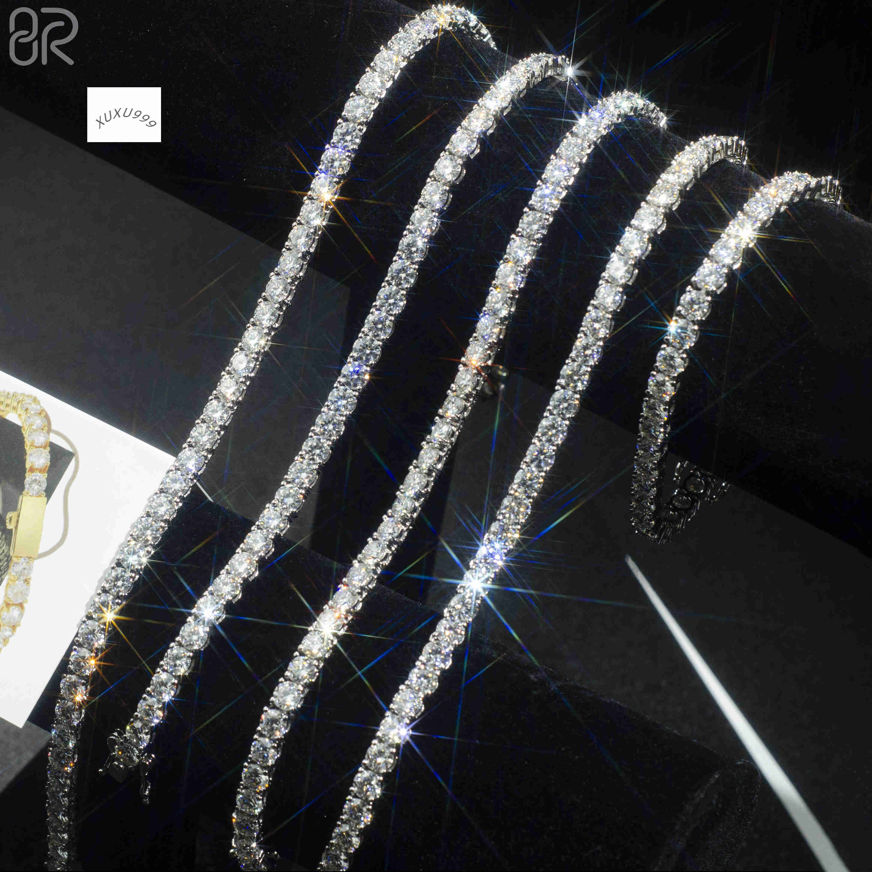 Drop Shopping 3MM 4MM 5MM Vvs Moissanite Tennis Necklace Chain Fast Delivery Iced Out Fine 925 Silver Diamond Tennis Bracelet