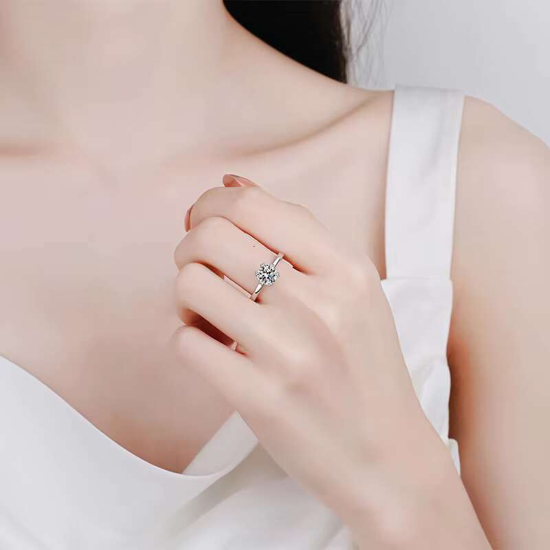 Luxurious S sterling silver 2ct silica engagement wedding exquisite jewelry ring, six claws chilled for women