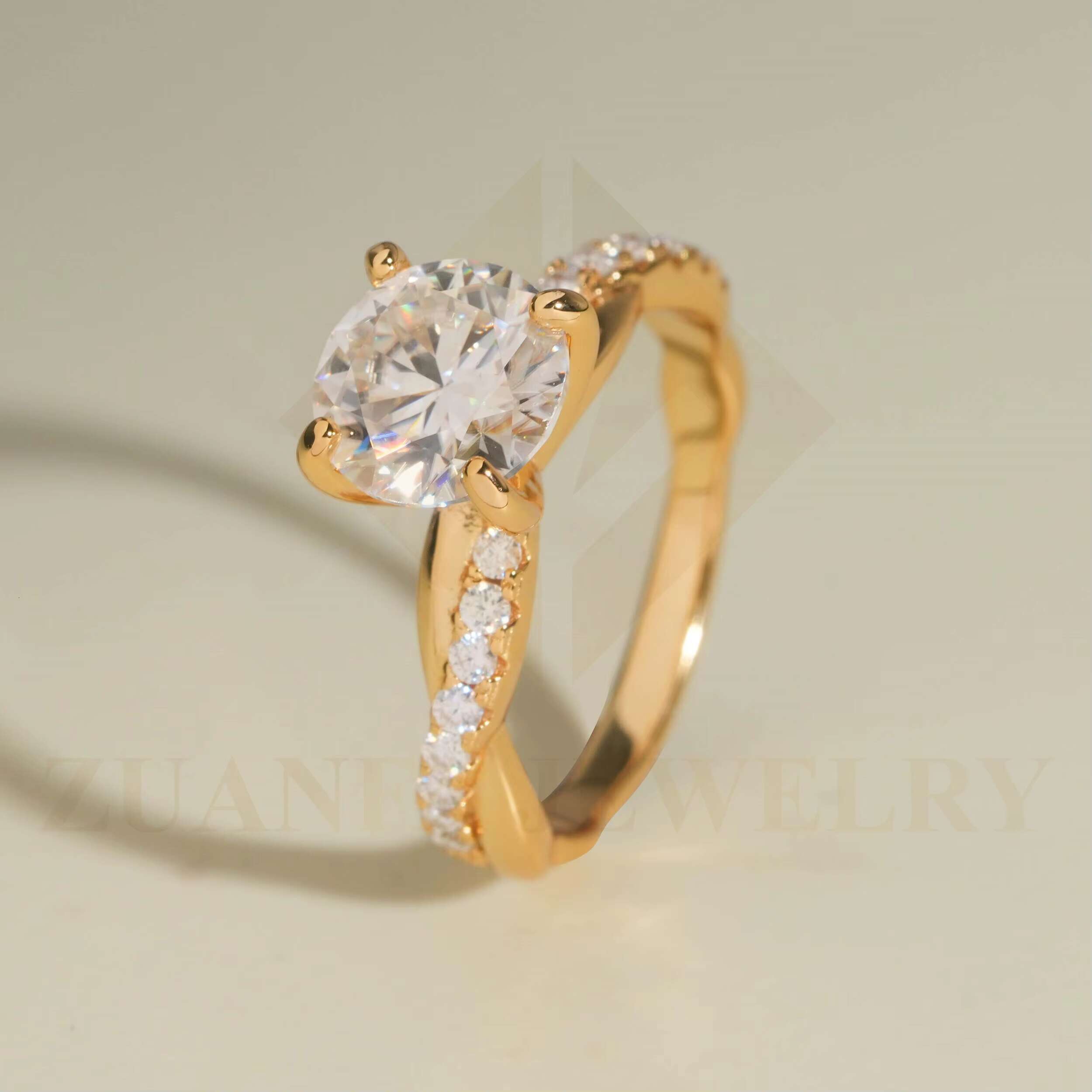 2t Cheap Price Wholesale Engagement Rings 925 Silver Round Moissanite Wedding Ring Gold Plated Women Jewelry