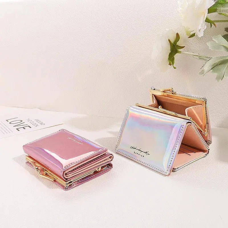 Wallets Trend Women Wallet Bags Letter Print Laser Short Change Purse Bag PU Leather Small Money Coin Card Holder New Free Delivery Designer Bag