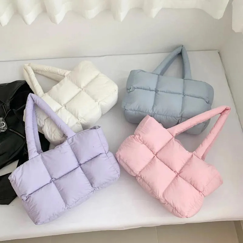Tote Bags For Women - Quilted Shoulder In Solid Color, Large Capacity, Soft Tote, Trendy Commuting Bag New Free Delivery Designer Bag