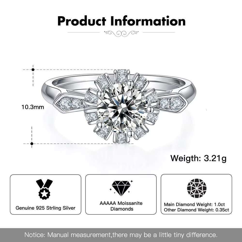 RINNTIN SMR70 D-E VVS Jewelry Set Pure Silver Wedding Silica Ring