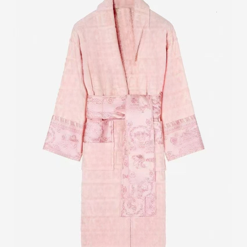 V Ersacee Robe 2025 Women Sleep Unisex Man Cotton Sleepwear Night Highquality Bathrobe Brand Designer Robe Breathable Elegr 10 Colors M-3XL