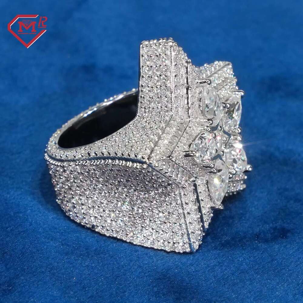 Hiphop Men's Star VVS Iced Silver Champion Silica Ring