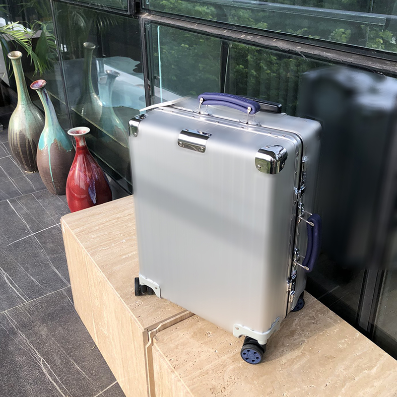 Multi-colour designer luggage women metal universal wheel large capacity trolley case silver/black fashion luxury boarding box men