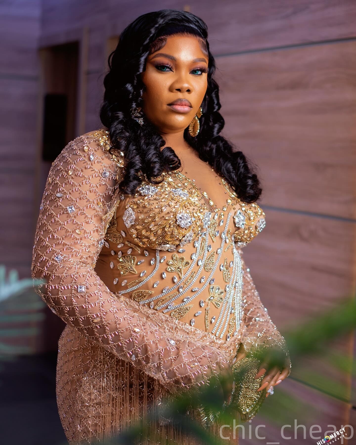 Mermaid Champagne Plus Size Prom Dresses 2025 Illusion Crystals Tassels Evening Formal Party Second Birthday Engagement Gowns Dress For Special Occasi