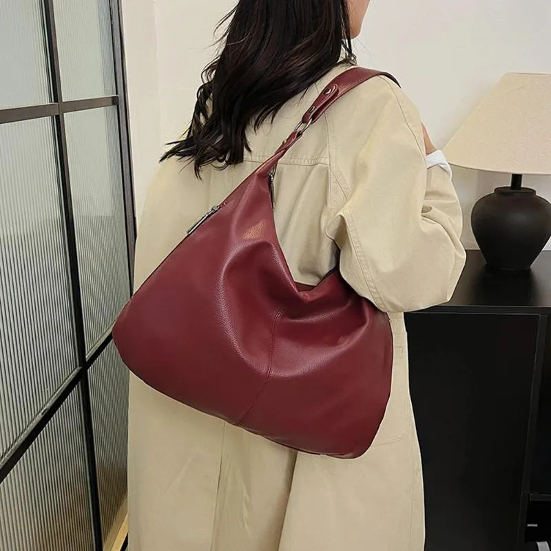 PU Handbags Shoulder Bags: Stylish Large Capacity Soft Slouchy Tote Trendy Handbag New Free Delivery Designer Bag
