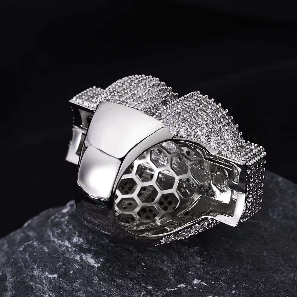 XY Men's Hip Hop Style Silica Ring with Zircon Dollar Logo Iced and Tested by Tester