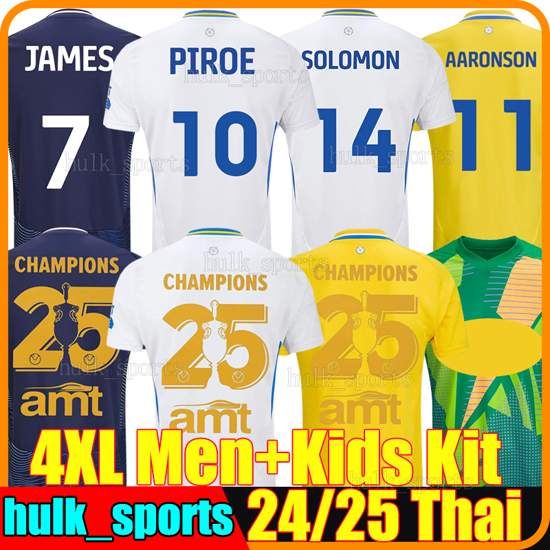 4XL 24/25 Leeds Soccer Jerseys 2025 United PIROE AARONSON RAMAZANI GNONTO MATEO JOSEPH JAMES STRUIJK BOGLE JUNIOR RODON ROTHWELL men kids kit sets football shirts