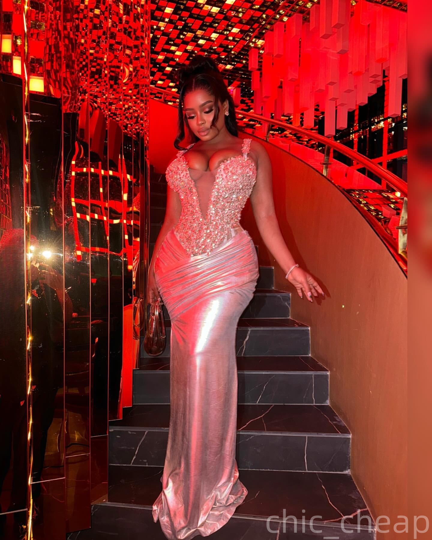 Silver Mermaid Plus Size Prom Dresses 2025 Satin Beaded Crystals Spaghetti Evening Formal Party Second Birthday Engagement Gowns Dress For Special Occ