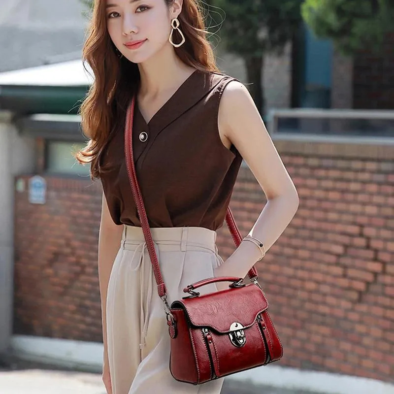 Free Shipping Shoulder Bags Vintage Crossbody Bag For Women PU Leather Small Square Double-zipper Lock Designer Messenge Brands Designer Bag Luxury Ba