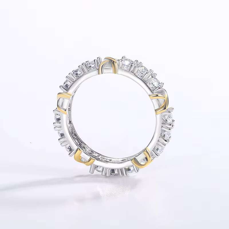 Dropshipping Customized Jewelry White Dia Stone 2mm/4mm Moissanite Engagement Eternity Band Rings for Women