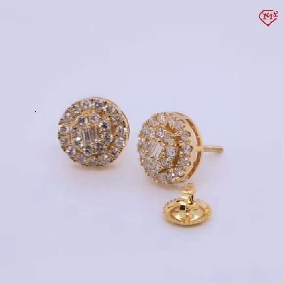 Hip hop chilled men's pure sier 14k gold-plated cluster moissanite earrings