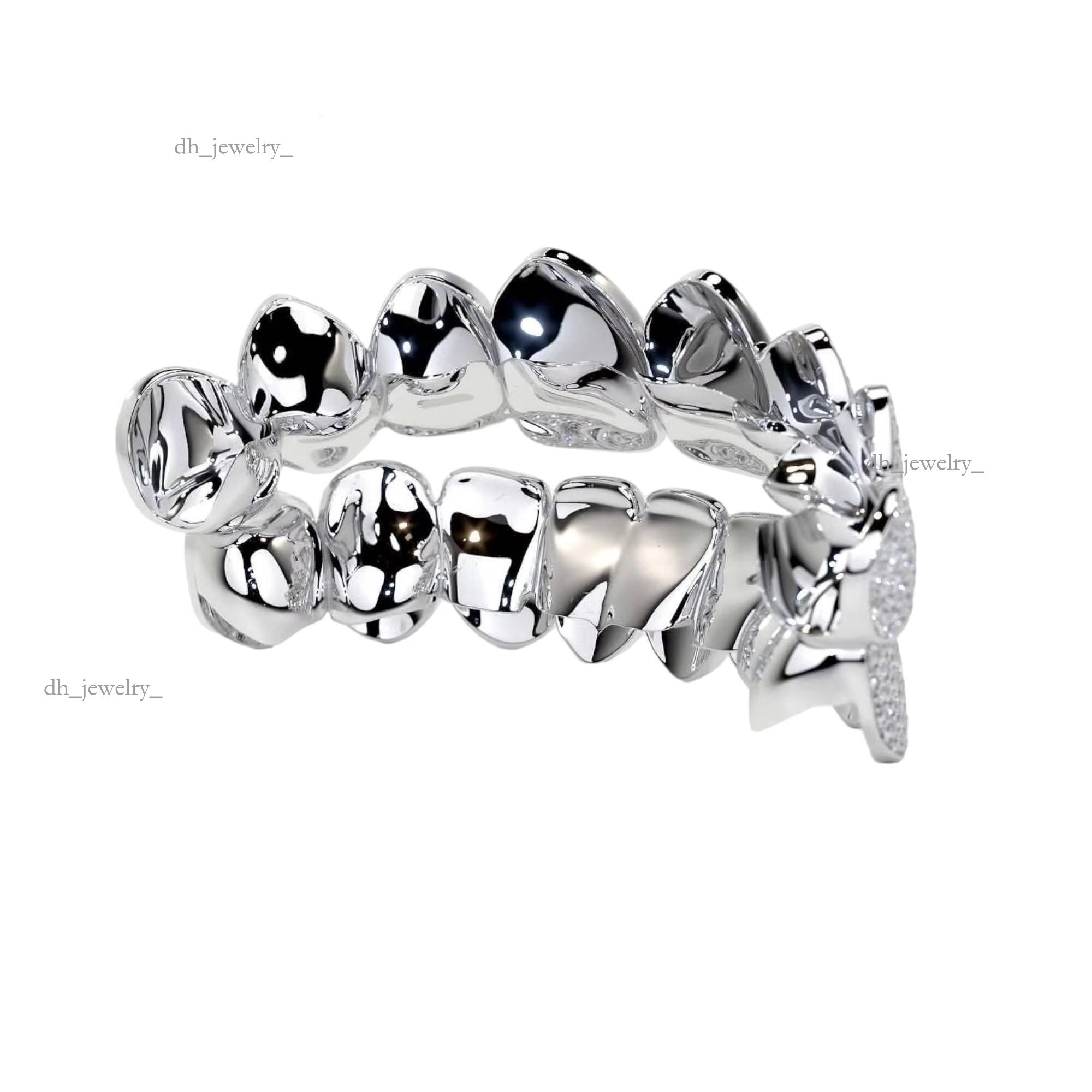 Mens Hip Hop Custom Sier Iced Out Moissanite Dia Grillz Teeth on White Gold Chain Best Price Jewelry