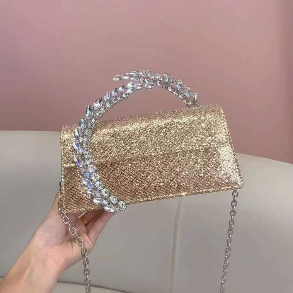 Dinner Bag Satin Metal Handheld Women Handbag Crystal Shiny Rhinestones Dia Evening Wedding Party Clutch Purse Shoulder Bag KQ