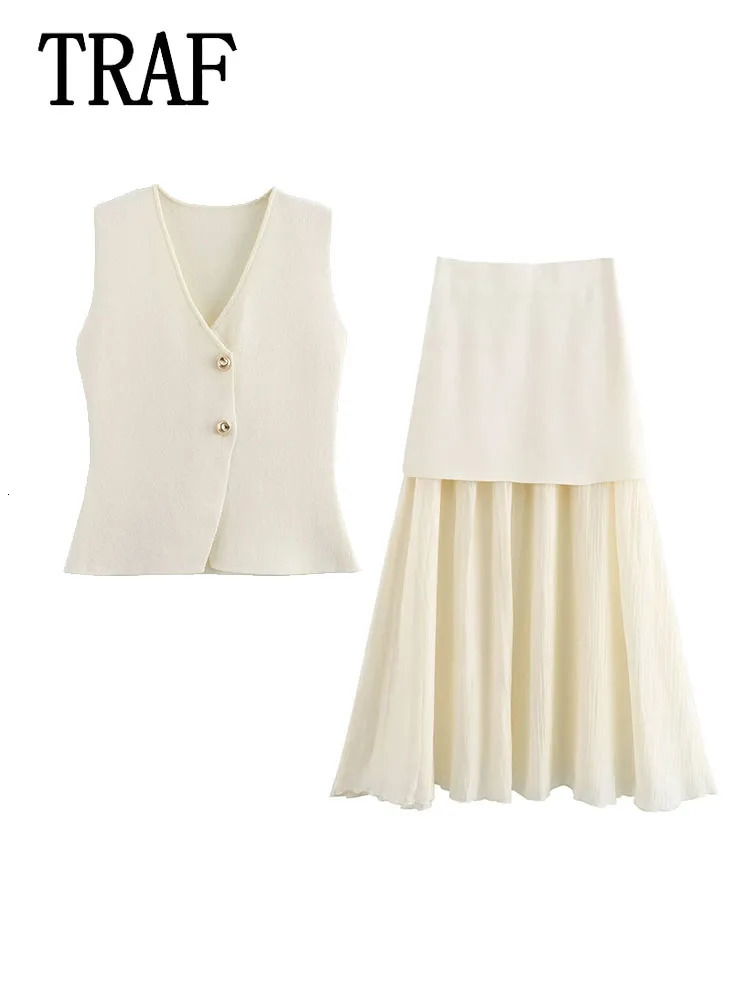 Crop top womens twopiece set long skirt 2024 sleeveless 250430Z