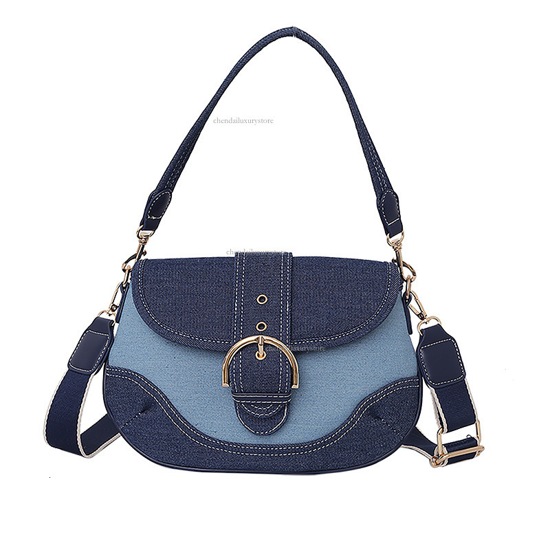 2025 Women's Cowboy Shoulder Bag Comparison Splicing Designer Bag Saddle Crossbody Bag Fashion Magnetic Buckle High Quality Commuter Bag Shopping
