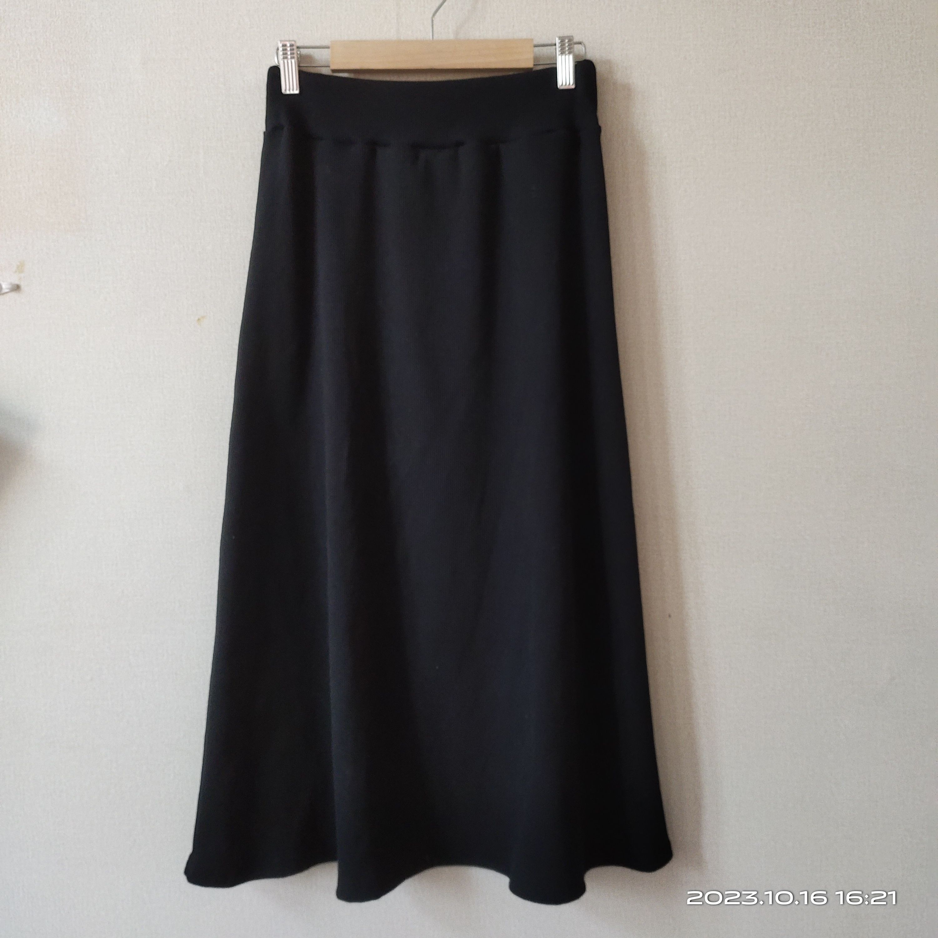 L1607 Large size threaded cotton new autumn Korean style pleated A skirt elastic high waist knitted long skirt skirt