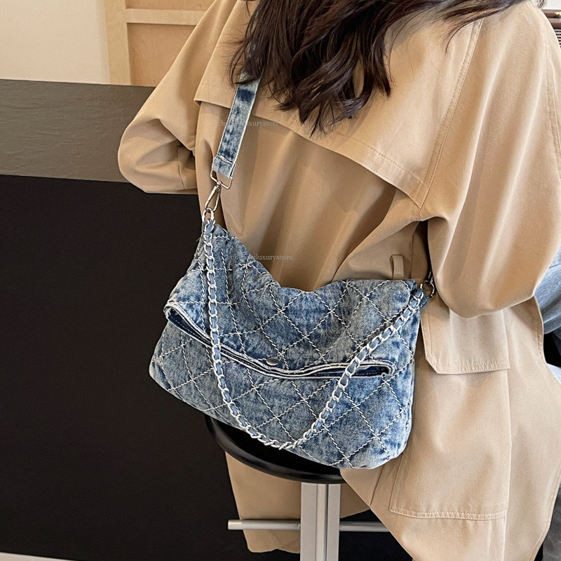 Designer Women's Shoulder Bag Denim Fashion New Commuter Crossbody Bag Summer Casual Mesh Handbag Women's Soft Bag Phone Bag 2025