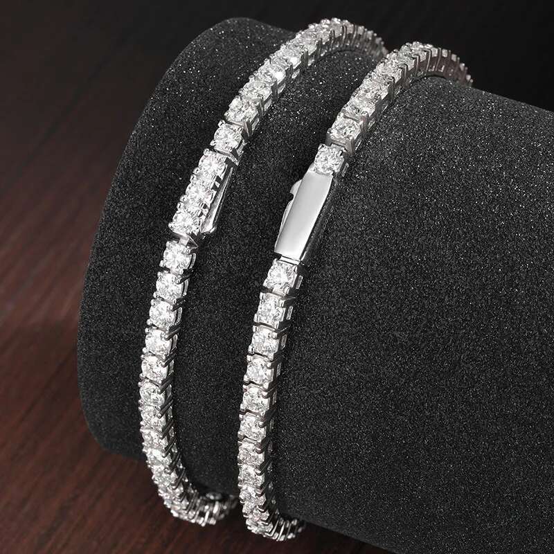KNOBSPIN D VVS1 Moissanite Tennis Bracelet Original s Sterling Sier Plated White Gold with GRA Bracelets for Women Man