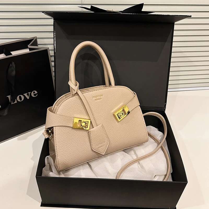 Solid Color Leather Shopper Tote Elegant Crossbody Bag Paris Fashion Inspired Minimalist Women Purse