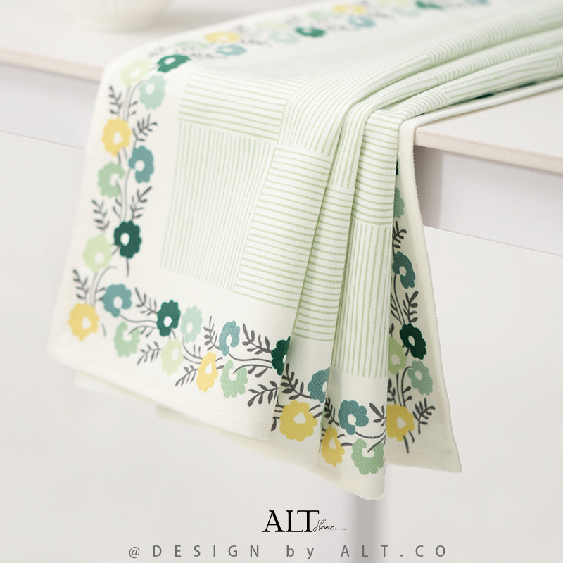 T0455 cream green table cloth light luxury high-end table cloth high-end rectangular table mat coffee table living room home