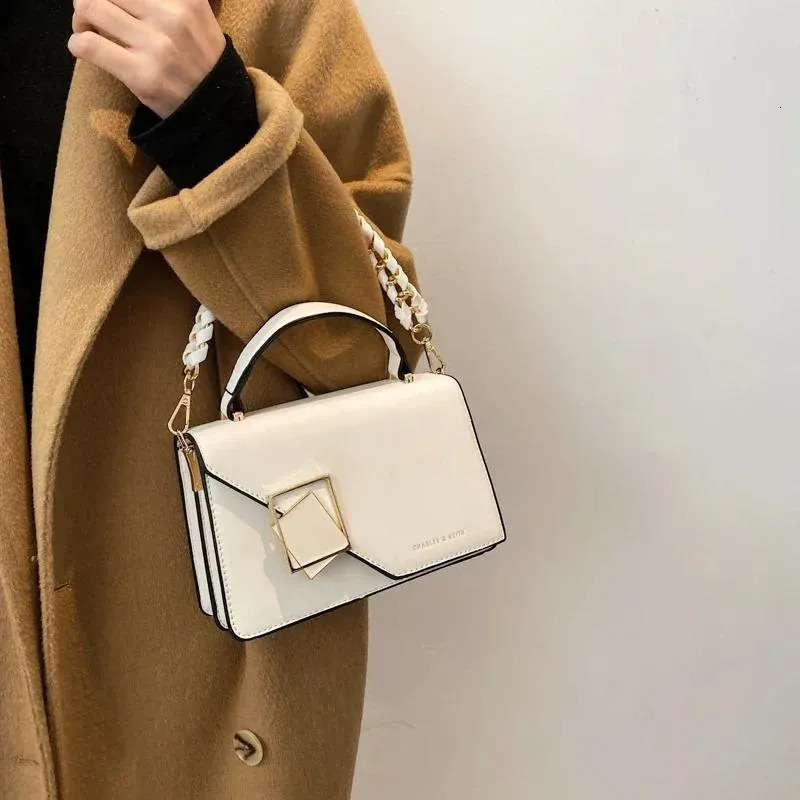 Square Shoulder Bag For Women Solid Leather Crossbody With Chain Strap | Designer Handbag Purse New Free Delivery Designer Bag
