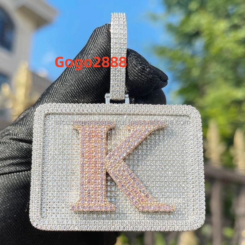 Hip Hop Style Two Tone Moissanite Letter Pendant 925 Silver Diamond Pendant Rose Gold Plated K Letter Pendant for Men Women
