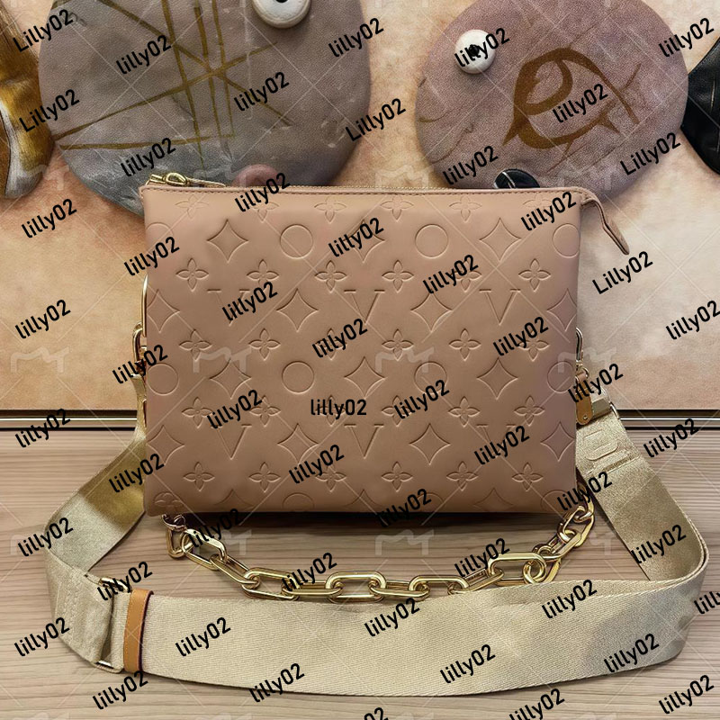 Luxury Designer clutch M57790 COUSSIN bag Women men Genuine leather crossbody Bags purses tote Messenger wallet square handbags Embossed shoulder straps Chain Bag