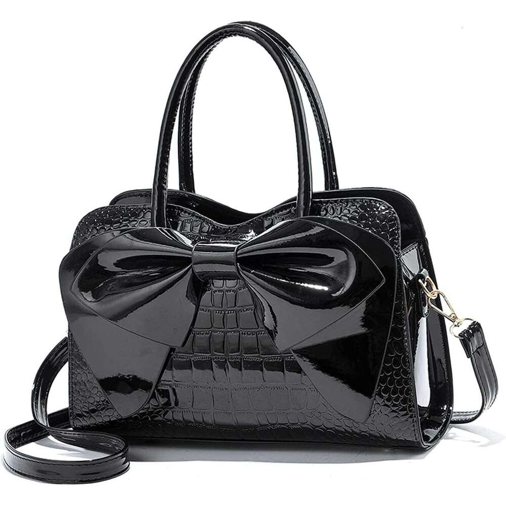 Handbags for Women Designer Top Handle Patent Leather Crossbody Shoulder Bags Party Clutch Ladies Elegant Tote Cute Bowknot Bag