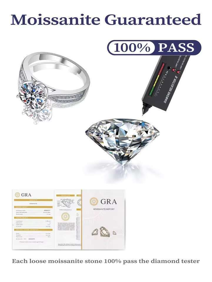 New Trend Pure Silver 1.13ct VVS Women's Main Stone 6.5mm Silica Wedding Ring