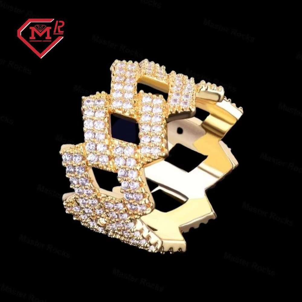 Rap singer men's stackable chilled straight edge S Hiphop Cuban style moissanite ring