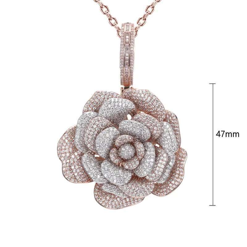 Sier silica high-quality men's freezer flourishing rose pendant boutique jewelry